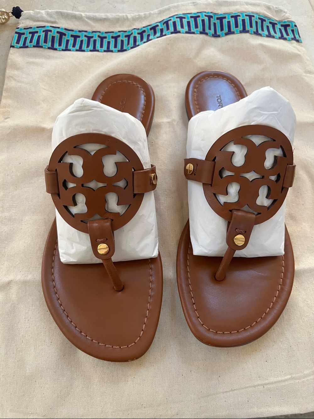 Tori Burch Miller Sandals Size 6.5, Box & Storage Bag - like new! - Picture 7 of 11